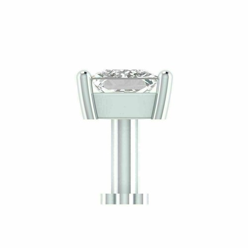 14k White Plated Silver 3.Ct Lab-Created Diamond Nose Ring Screw Stud Pin - Picture 2 of 4