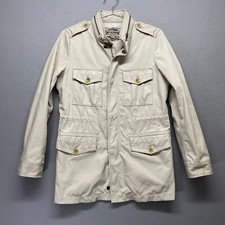 Banana Replublic Jacket Womens Small Off White Safari Utility Pockets Hood