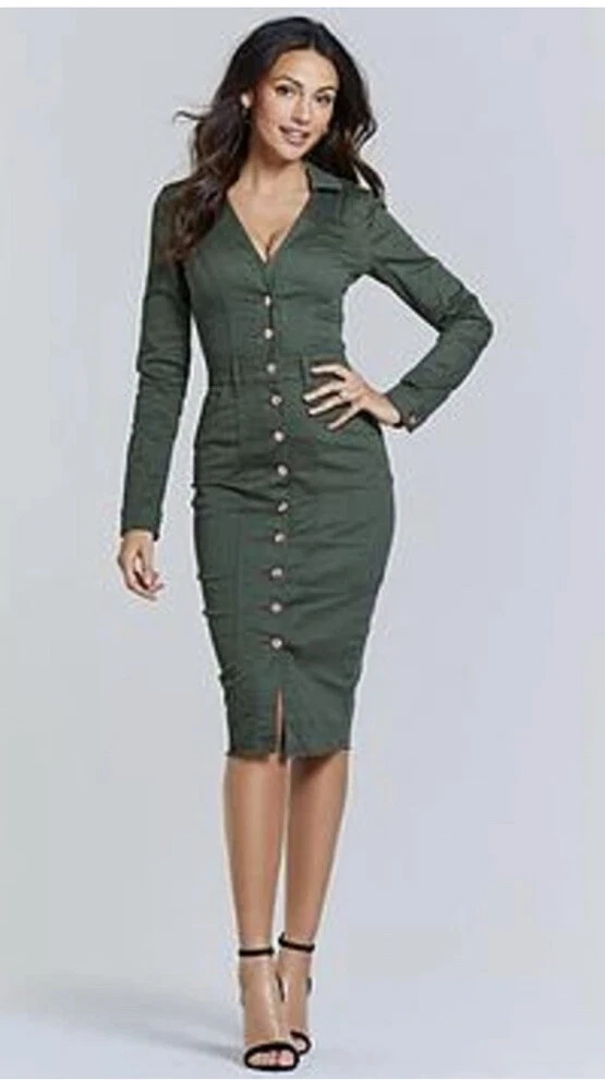 Michelle keegan long sleeve denim hotsell bodycon dress