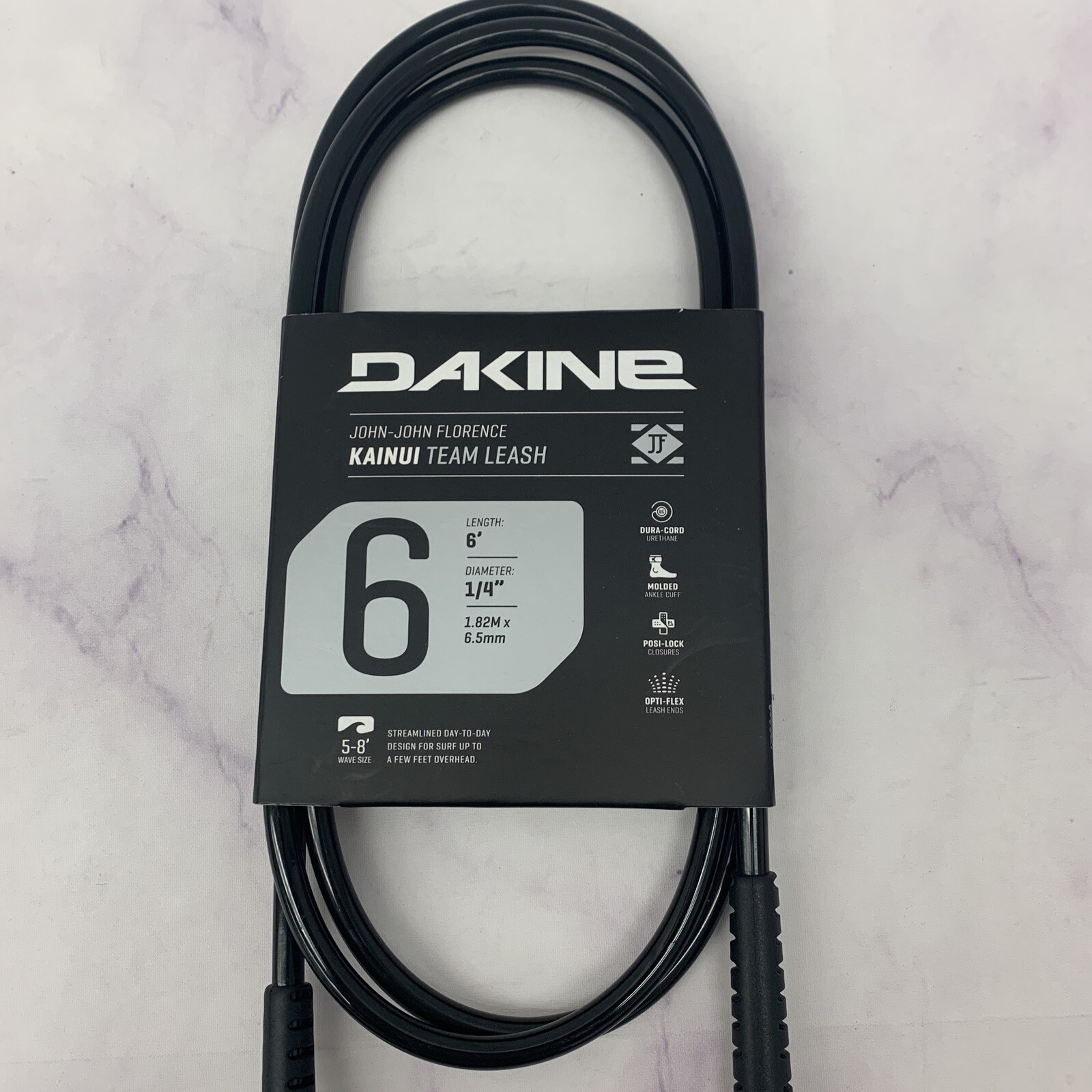 NEW Dakine Kainui Team Leash 6’ x 1/4" Surf Leash Black John John Florence Board