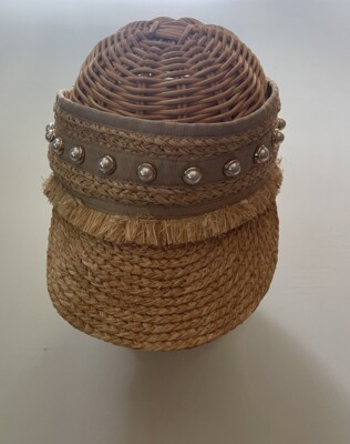 NWT BTB Los Angeles Bree Pearl Visor Straw $120 Sz MEDIUM | eBay display picture 1