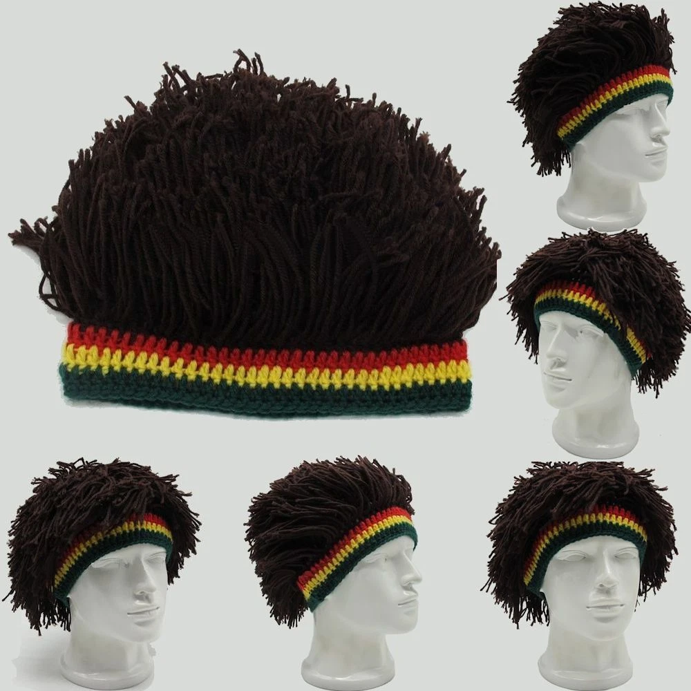 Berretto Uomo Rasta Jamaique - Nero Con Righe Gialle, Verdi E Rosse, In Acrilico, Invernale - 3