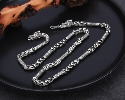Pure S925 Sterling Silver 925 Dragon Fashion Necklace Chain Hip Hop ...