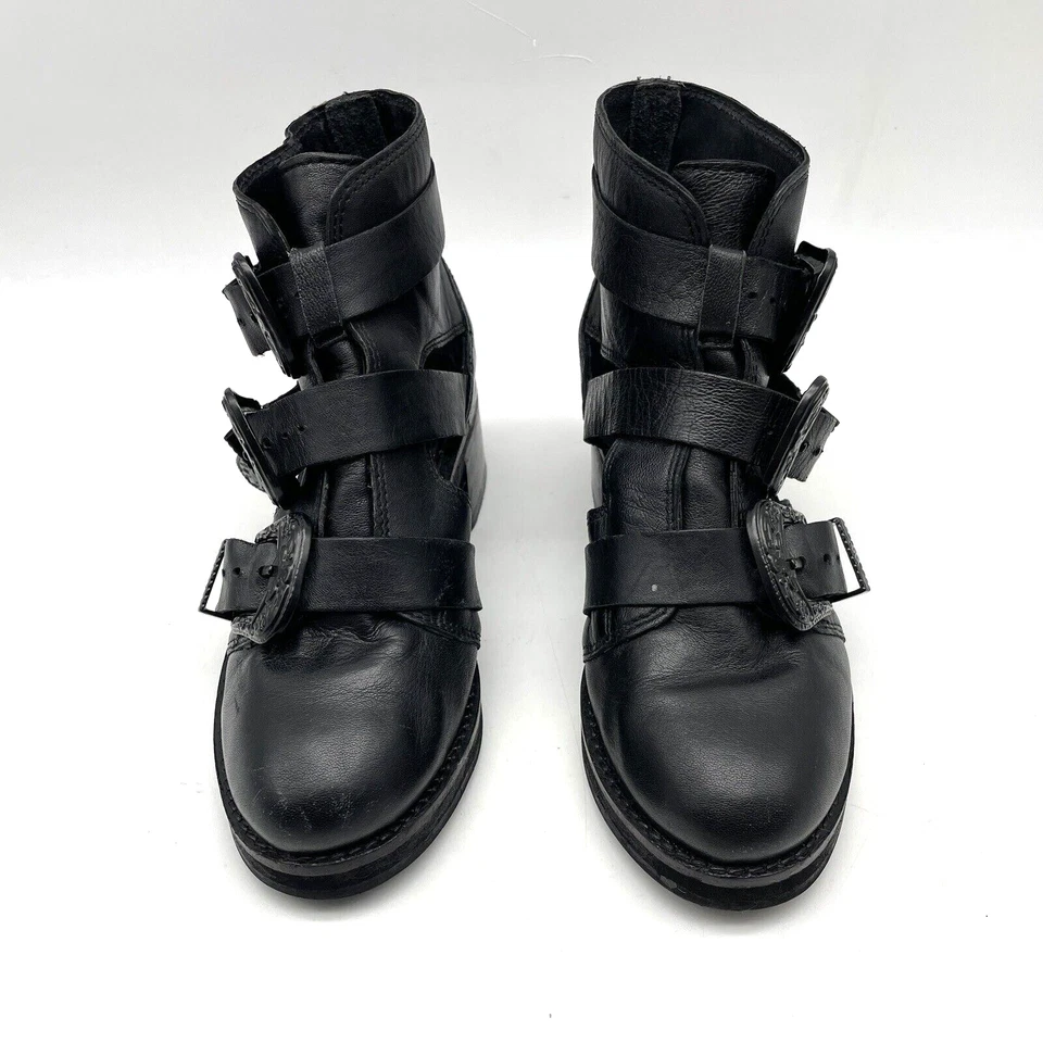 Botines Topshop 'MARCO' Negro Cuero Genuino Triple Hebilla Recortados US5.5 EU36 Foto 2 de 4