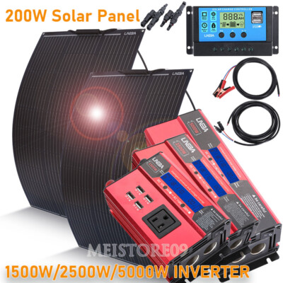 5000W Inverter Solar Panel Kit Solar Power Generator 30A Home 110V Grid System