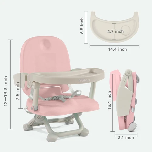 Travel Booster Seat w/ Tray Adjustable Folding High Chair Children Baby Armchair - Picture 43 of 78