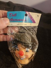 Vintage 3 1/4 Clown Female Doll Head