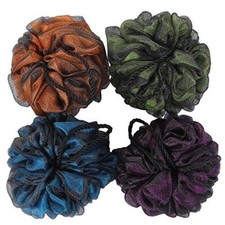 Loofah Bath and Shower Sponge Pouf, Mesh Brush Ball Exfoliating Body Black