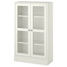 HAVSTA Glass-door Drinks cabinet with plinth, White/clear glass