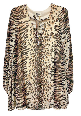 NWT Show Me Your Mumu Thunderbird Mini Dress XS Tunic Animal Tiger Print Chiffon