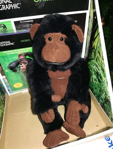 Chimpanzee National Geographic Vintage Plush Animal Stuffed Toy Chimp w/ VHS NIB - Picture 5 of 7
