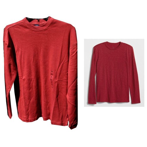 Gap Kids Boys Long Sleeve Ribbed Knit Cotton T-Shirt Red Sz XXL PreO NWT - 第 1/4 張圖片
