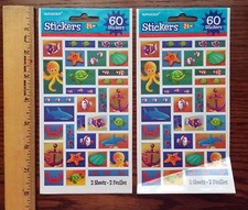 Amscan Ocean Life Sticker Sheet includes octopus, shark starfish, crab, turtle