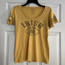 47Brand University of Notre Dame Women's Tshirt. Size M Scoop Neck Yellow