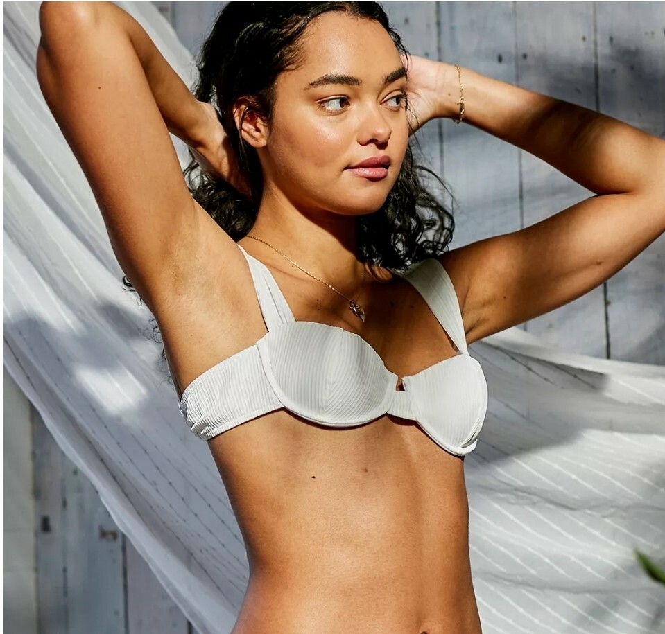 MINKPINK Elton White Balconette Bikini Top Size X Large UK B-C