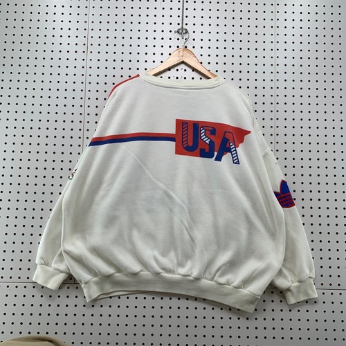 VTG 80s Adidas Olympics Sweatshirt Mens XL White All Over Print USA 30x26 - Picture 2 of 22