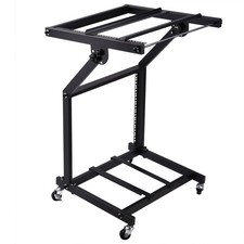 9U DJ Mixer Stand Adjustable Rack Mount Rolling Stage Cart Studio Music Show