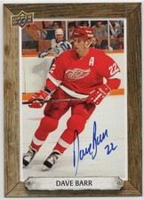 2024-25 UD Engrained Icons Dave Barr #BH-DB Red Wings Beehive Auto