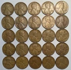lincoln wheat cent penny 1c - lot of 25 - mixed alloy - free shipping