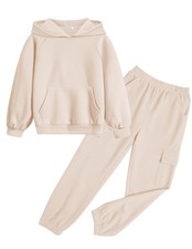 Girls 2 Piece Outfits Sweatsuits Drop Shoulder Pullover Hoodies and Sweatpant...