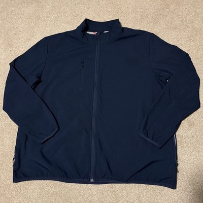 Clique Mens Full Zip Windbreaker Jacket Navy Blue Mock Neck w/ Pockets, Sz XL