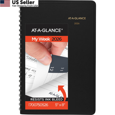 AT-A-GLANCE 2026 Appointment Book Planner, Weekly, 5'' x 8'', x Black