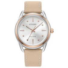 Citizen Women's Dress Classic Eco-Drive Beige Leather Watch 36MM FE7096-08A
