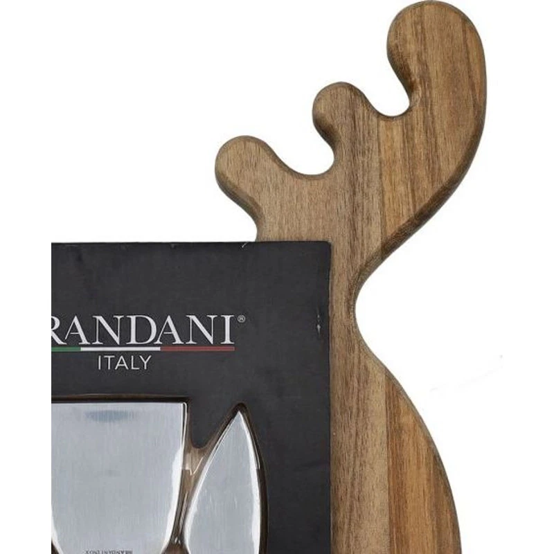 Tagliere Renna Legno di Acacia con 3 Coltelli Formaggio BRANDANI Natale, fotografia 3 di 9