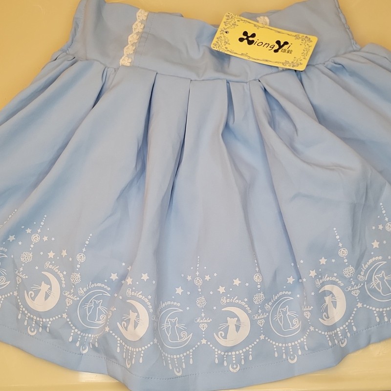 Xiong Yi Women's Blue Cosplay Skirt Elastic Waist Bow Lace Sailor Moon S