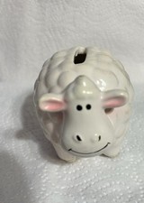 White Ceramic Sheep Animal-Shaped Piggy Bank Collectible