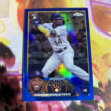 2023 Topps Chrome Update Andruw Monasterio RC Blue Refractor /150 Color Match