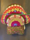 Natural Life Mushroom Crochet Throw Pillow Grannycore Hot Pink & Green Bohemian — photo 1