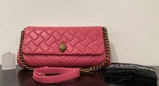 Kurt Geiger Long Kensington Quilted Leather 2 Straps Dark Pink 14" x 6.5" x 2"