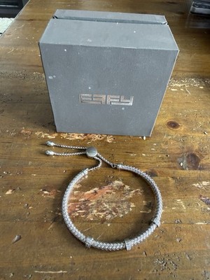 Effy 925 Sterlingsilber geflochtene Kette Diamant Akzent Bolo Armband, 0,15 $1017