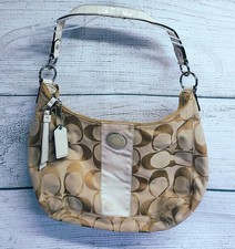 Vintage COACH Signature Canvas Jacquard Shoulder Bag Beige Tan A1261-F19281