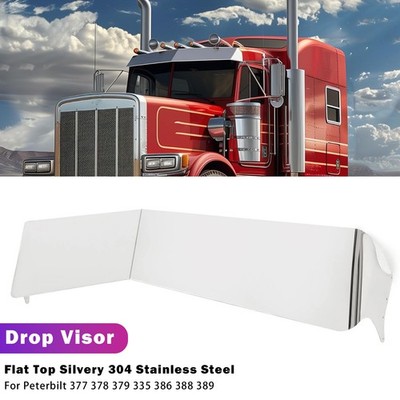  Flat Top Silvery Drop Visor fit For Peterbilt 377 378 379 335 386 388 389