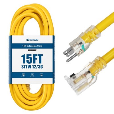 DEWENWILS 15 FT 12/3 Gauge Indoor/Outdoor Extension Cord with Lock,ETL Listed
