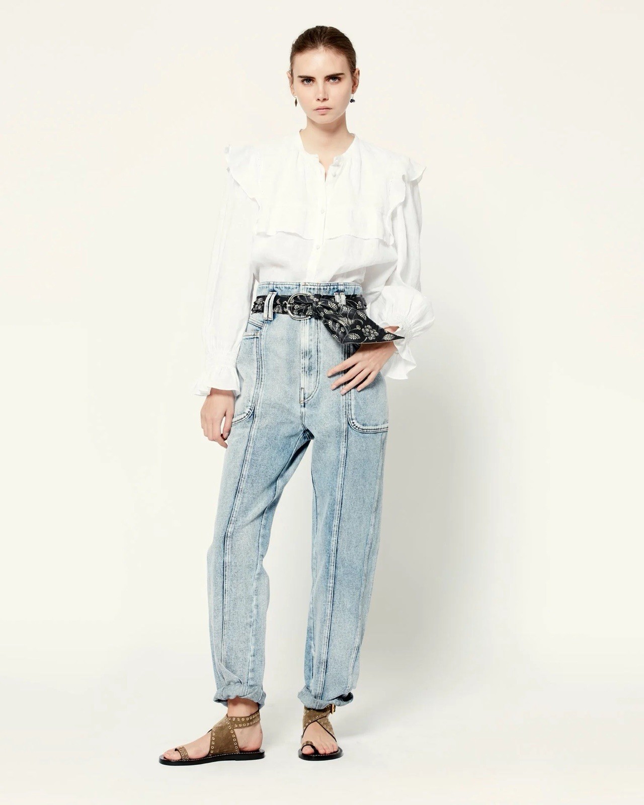 ISABEL MARANT - Tess high-rise tapered jeans Sz 38 US 6, Faded Denim