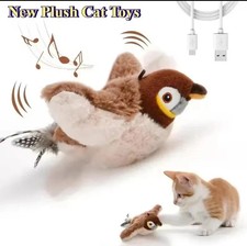 Electronic Interactive Fly Bird Cat Toys USB Pet Simulation Sparrow Toy