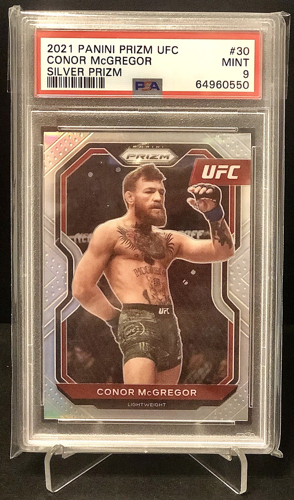 2021 PANINI PRIZM UFC SILVER CONOR MCGREGOR #30 PSA 9 THE NOTORIOUS UFC CHAMPION