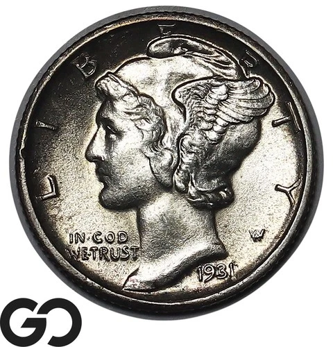 1931-D Mercury Dime Gem BU++ Full Split Bands