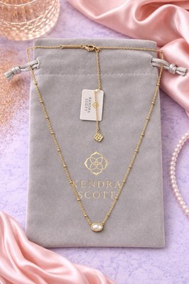 Kendra Scott Mini Elisa Necklace,Ivory Mother Of Pearl,14k Yellow Gold-Plated