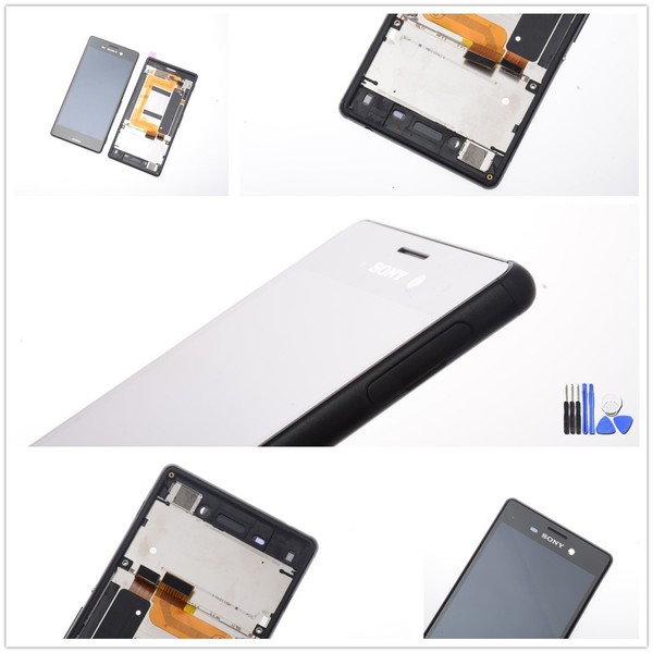 FüR Sony Xperia M4 Aqua E2303 Display Lcd Touchscreen Digitizer Rahmen Schwarz-image