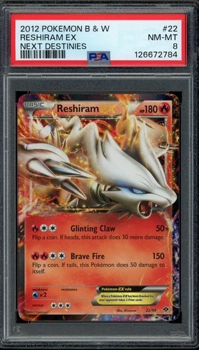 Pokemon PSA 8 Reshiram EX 22/99 Black & White Next Destinies Near Mint