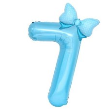 Light Blue 7 Balloon Number Blue Birthday Decorations for Girls, Blue Number 7