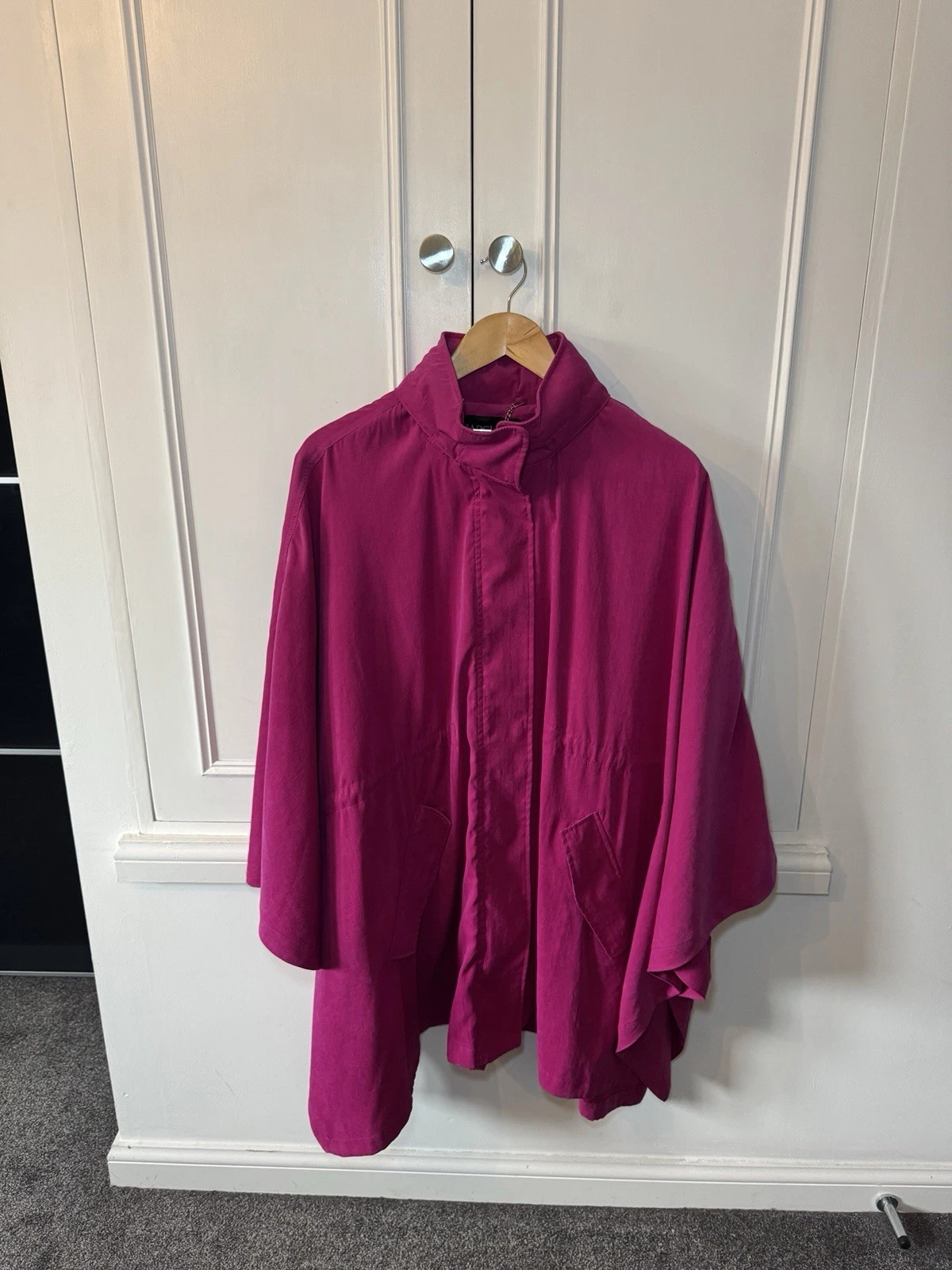 Badgley Mischka Hooded Poncho Coat XL Pink Purple Oversized Pit 40” Length 35”