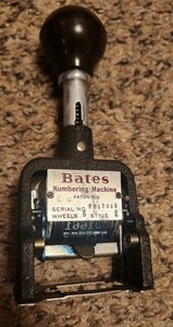 VTG Bates Multiple Movement Numbering Machine, Six Wheels, Re-Inkable, Size E