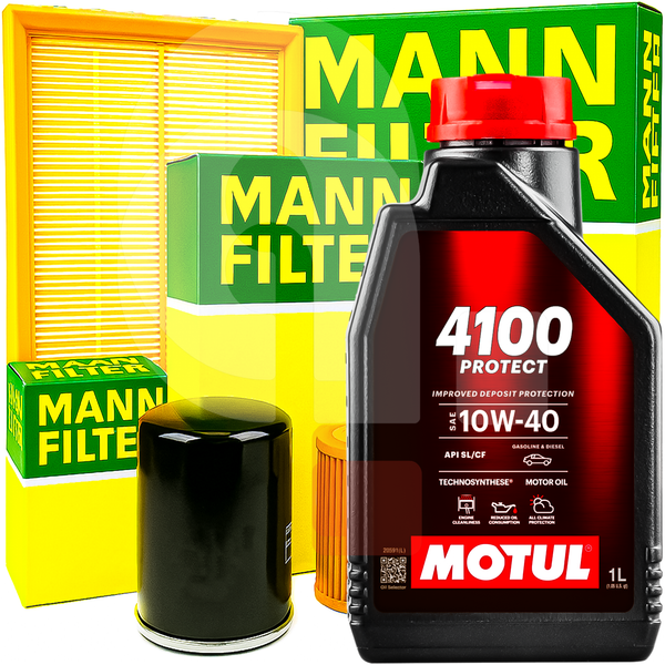 Mann Wartungs-Kit Fiat 500 Panda Lancia Ypsilon 1.2 Benzin + 3LT Motul 10W40 ÖL-image