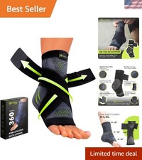 Adjustable Ankle Brace Foot Sleeve for Plantar Fasciitis  Pain Relief - Black