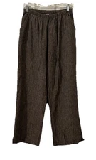 Match Point Linen Pants Women’s Large Purple Wide Leg Elastic Waist USA EUC Read